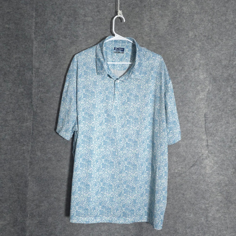 Ben Hogan Performance Polo Mens 3XL Blue Tropical Leaf Print Short Sleeve Golf
